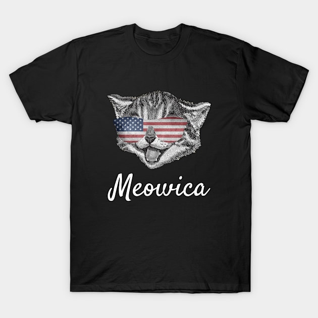 4th of July Cat Meowica Design T-Shirt by Life of an Accountant